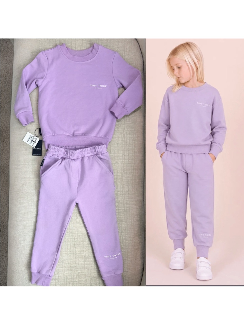 Tiny Tribe Lilac Sweatshirt Jogger Set Girls Size 4 NWT Top